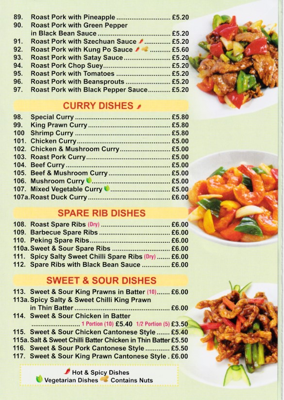 Menu of Ho Wah Chinese Takeaway in Merthyr Tydfil