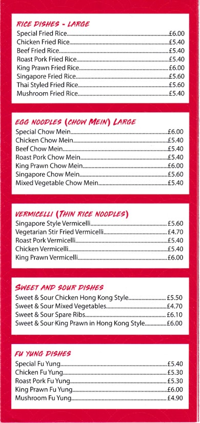 Menu of New Oriental Garden Chinese takeaway in Merthyr Tydfil